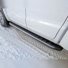 Пороги алюминиевые с пластиковой накладкой (карбон черные) 1920 мм Volkswagen Amarok 2016-нв
