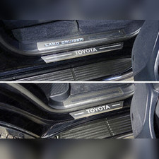 Накладки на пороги с гибом (лист шлифованный надпись Toyota) Toyota LC 200 Executive 2015-2021
