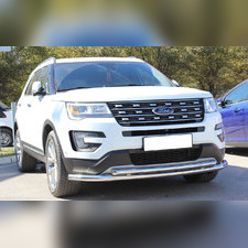 Дуга передняя по низу бампера (радиусная двойная) 60 / 53 мм Ford Explorer 2015-2017