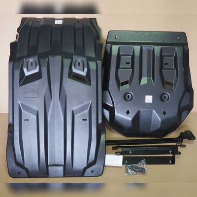 Защита картера кпп и рк Mitsubishi Pajero Sport 2015-нв (композит 8 мм) из 2х частей