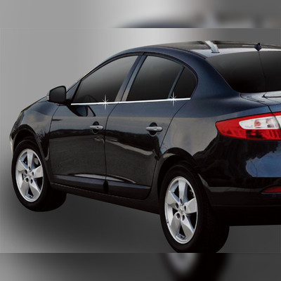 Нижние молдинги стекол Renault Fluence 2009-2017, Оригинал, Корея (ABS хром)