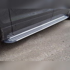 Пороги алюминиевые, ультра тонкие "Slim Line Silver" Cadillac Escalade 2006-2014