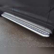 Пороги с площадкой (алюминиевый лист) 60,3 мм Hyundai Grand Starex 2018-нв