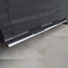 Пороги овальные с накладкой 120х60 мм Hyundai Grand Starex 2018-нв