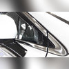 Дефлекторы окон Hyundai Santa Fe 2018 - нв, комплект из 6-ти частей (темные с хром молдингом)