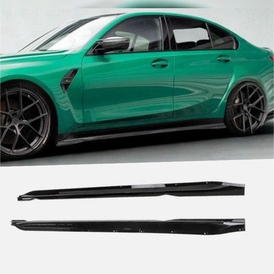 Элероны на пороги BMW M3 G80 Седан / M3 G81 Универсал 2020+ (чёрный глянец)