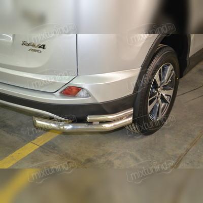 Защита заднего бампера угловая двойная Toyota RAV 4 2015-2019