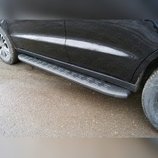 Пороги алюминиевые с пластиковой накладкой (карбон черные) 1720 мм Geely Emgrand X7 2018-нв