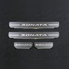 Накладки на пороги (лист шлифованный надпись Sonata) 4шт Hyundai Sonata 2017-2019