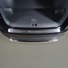 Накладка на задний бампер (лист шлифованный надпись Tucson) Hyundai Tucson 2018-2021