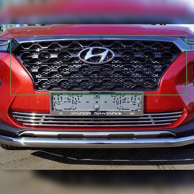 Накладка на решетку радиатора, верхняя (лист) комплект 2шт Hyundai Santa Fe 2018-2021