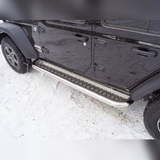 Пороги с площадкой (алюминиевый лист) 76,1 мм Jeep Wrangler 2018-нв