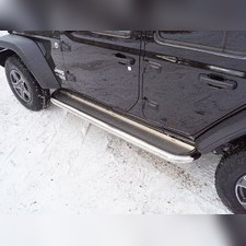 Пороги с площадкой (нержавеющий лист) 76,1 мм Jeep Wrangler 2018-нв