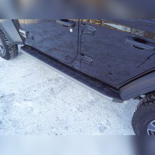 Пороги алюминиевые с пластиковой накладкой (карбон серые) 1920 мм Jeep Wrangler 2018-нв