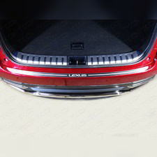 Накладка на задний бампер (лист шлифованный надпись Lexus) Lexus NX 2017-нв