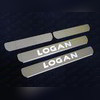 Накладки на пороги (лист зеркальный надпись Logan) Renault Logan 2018-нв