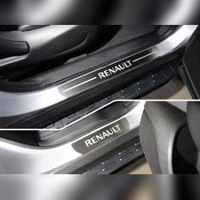 Накладки на пороги (лист шлифованный надпись Renault) Renault Koleos 2016-нв