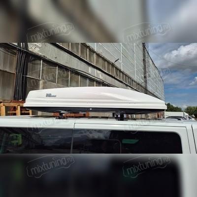 Бокс на крышу аэродинамический белый карбон "Altai" (одностороннее открытие, 220*82*40 см) 510 л