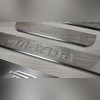 Накладки на пороги с логотипом модели, Mazda Mazda 3 2009 - 2013 (нержавеющая сталь)