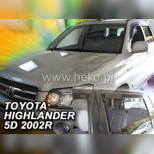 Дефлекторы окон вставные (дымчатые) Toyota Highlander 2001-2007 (внедорожник)