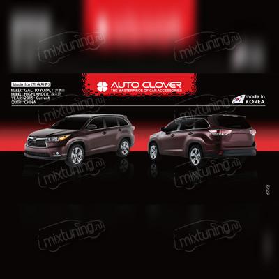Дефлекторы, ветровики окон Toyota Highlander 2014 - нв, комплект из 6-ти частей (темные)