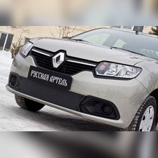 Зимняя заглушка решетки переднего бампера Renault Logan 2014-2017 (II дорестайлинг)