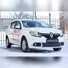 Зимняя заглушка решетки переднего бампера Renault Sandero 2014-2018 (II дорестайлинг)