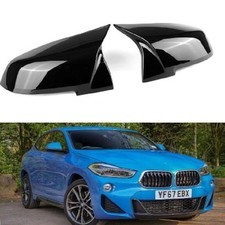 Накладки на зеркала BMW X1 (F48 / F49 Long ) 2015-2022 (чёрный глянец)