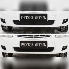 Защитная сетка и заглушка переднего бампера Lada Priora (хэтчбэк, седан, универсал) 2012—2013
