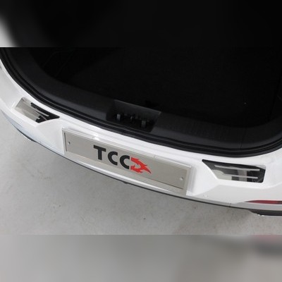 Накладки на задний бампер (лист зеркальный с полосой) Chery Tiggo 7 PRO 2020-нв
