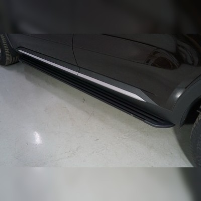 Пороги алюминиевые Slim Line Black 1820 мм Kia Sorento 2020-нв