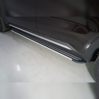 Пороги алюминиевые Slim Line Silver 1820 мм Kia Sorento 2020-нв