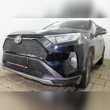 Защита радиатора верхняя, "Стандарт черная" (2 части) (с парктроником и камерой) Toyota Rav4 2019-нв