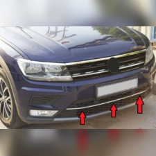 Накладка на передний бампер Volkswagen Tiguan 2016 - 2020 (нержавеющая сталь)
