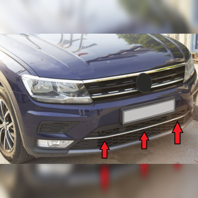 Накладка на передний бампер Volkswagen Tiguan 2016 - 2020 (нержавеющая сталь)