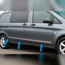 Молдинги на двери Mercedes Vito (W447) 2014+(2 сдвижные двери, L1/L2) (нержавеющая сталь)
