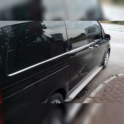 Нижние молдинги стекол Mercedes W447 2014-нв (8 шт., нержавеющая сталь)