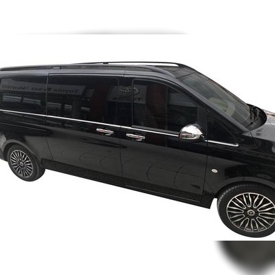 Нижние молдинги стекол Mercedes Vito 2014-нв (8 шт., нержавеющая сталь, L3, одна дверь)