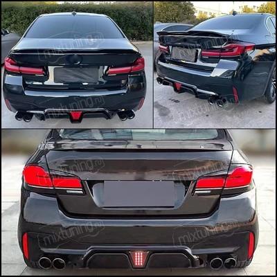 Диффузор заднего бампера BMW 5 G30 G38 2017-2022 ( чёрный глянец)