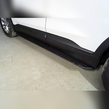 Пороги алюминиевые Slim Line Black 1820 мм Hyundai Santa Fe 2021-нв