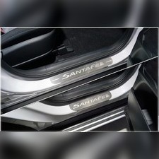 Накладки на пороги (лист шлифованный надпись Santa Fe) Hyundai Santa Fe 2020-нв