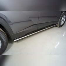 Пороги овальные с проступью 75х42 мм Hyundai Tucson 2021-нв
