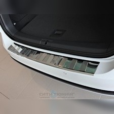 Накладка на задний бампер, "трапеция" BMW 1 2011-2015 (лист шлифованный)