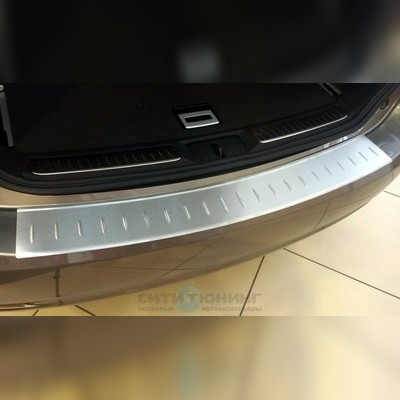 Накладка на задний бампер, "с загибом" (лист шлифованный) Ford C-Max 2010-2014