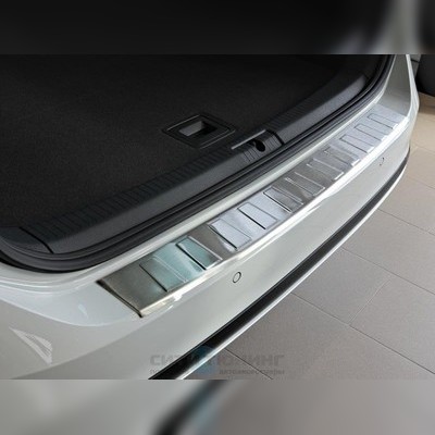 Накладка на задний бампер, "трапеция", матовая (лист шлифованный) Hyundai Elantra 2016-нв