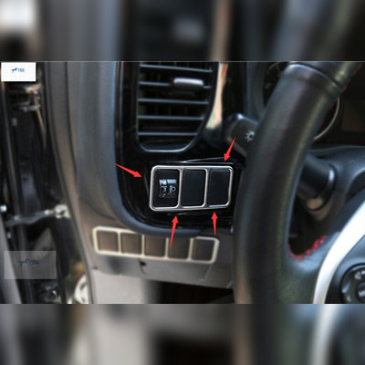 Окантовка на кнопку регулировки фар OEM (нерж. сталь) Mitsubishi Outlander 2015-нв