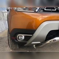 Окантовка передних противотуманных фар (нержавеющая сталь) Renault Duster 2020-нв