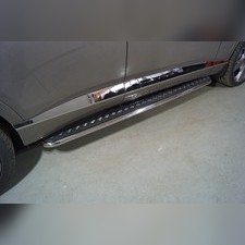 Пороги с площадкой (алюминиевый лист) 42,4 мм Hyundai Genesis GV80 4WD 3D 2020-нв