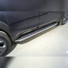 Пороги алюминиевые с пластиковой накладкой (карбон серые) 1820 мм Subaru Outback 2021-нв
