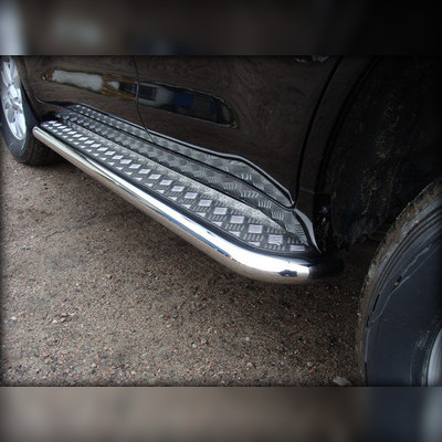 Пороги труба с алюминиевым листом 53 мм Jeep Grand Cherokee 2014-нв